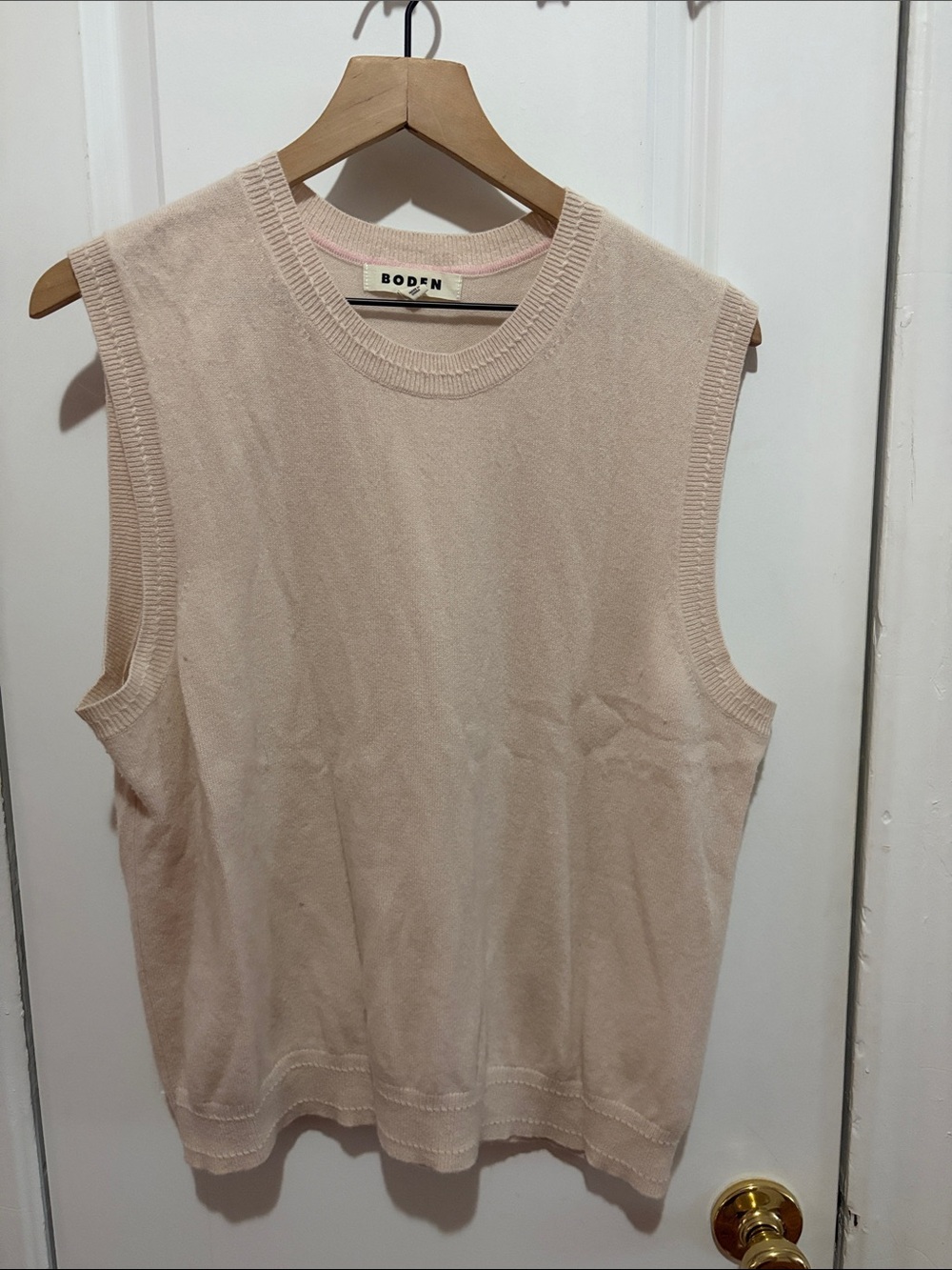 Boden Pale Blush Cashmere Sleeveless Knit Tank